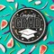 25 Count Black Congrats Grad 9 Inch Round Paper Plates for Graduation Party Supplies